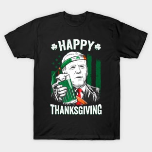 Funny Confused Joe Biden Happy Thanksgiving For St Patricks Day T-Shirt